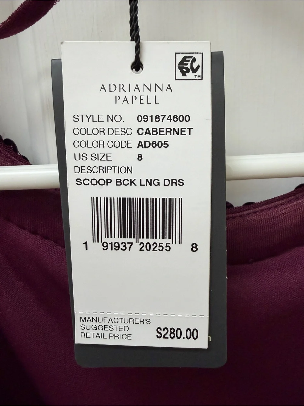 🩷 Adrianna Papell Mother of Bride/Groom Sequin Dress Size 8 Burgundy- Stunning. - Picture 3 of 9